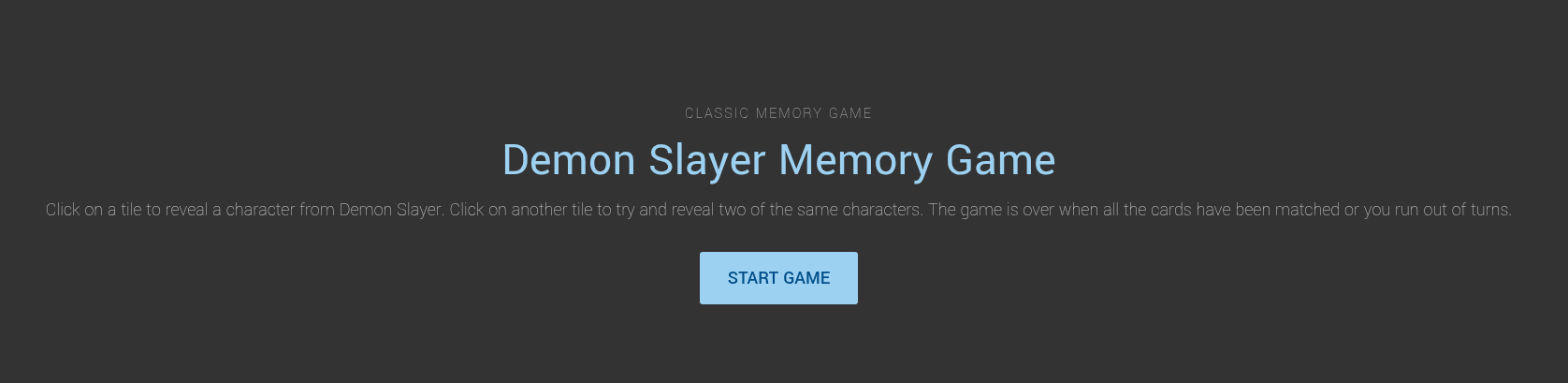 Picture of my Demon Slayer Memory Game